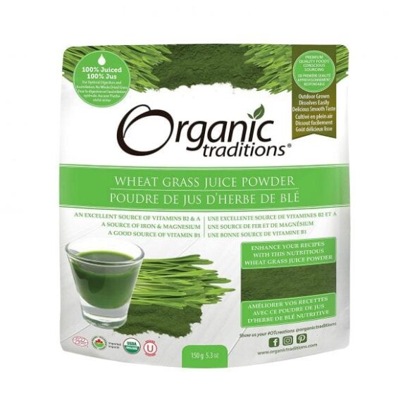 عشبة القمح Organic Traditions Organic Wheat Grass Juice Powder 150g