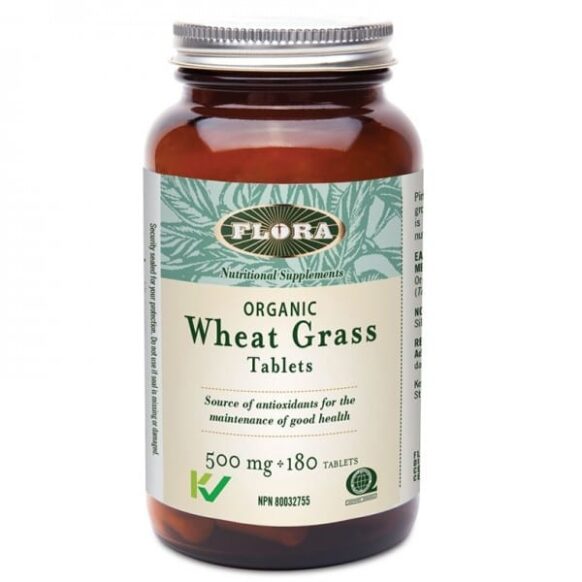 كبسولات عشبة القمح Flora Wheat Grass Tablets Organic 500mg180 Tablets